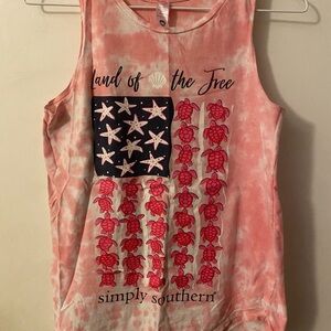 Simply Southern Pink Tie-Dye Tank Top